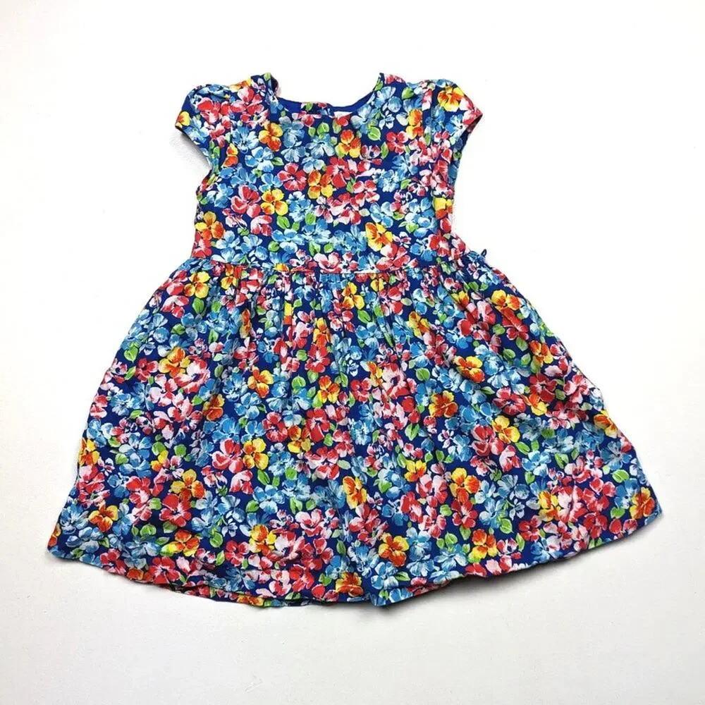 Ralph Lauren Dress Girls Size 24m Blue Floral Pansy